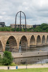Riverside park and Stone Arch Bridge in Minneapolis