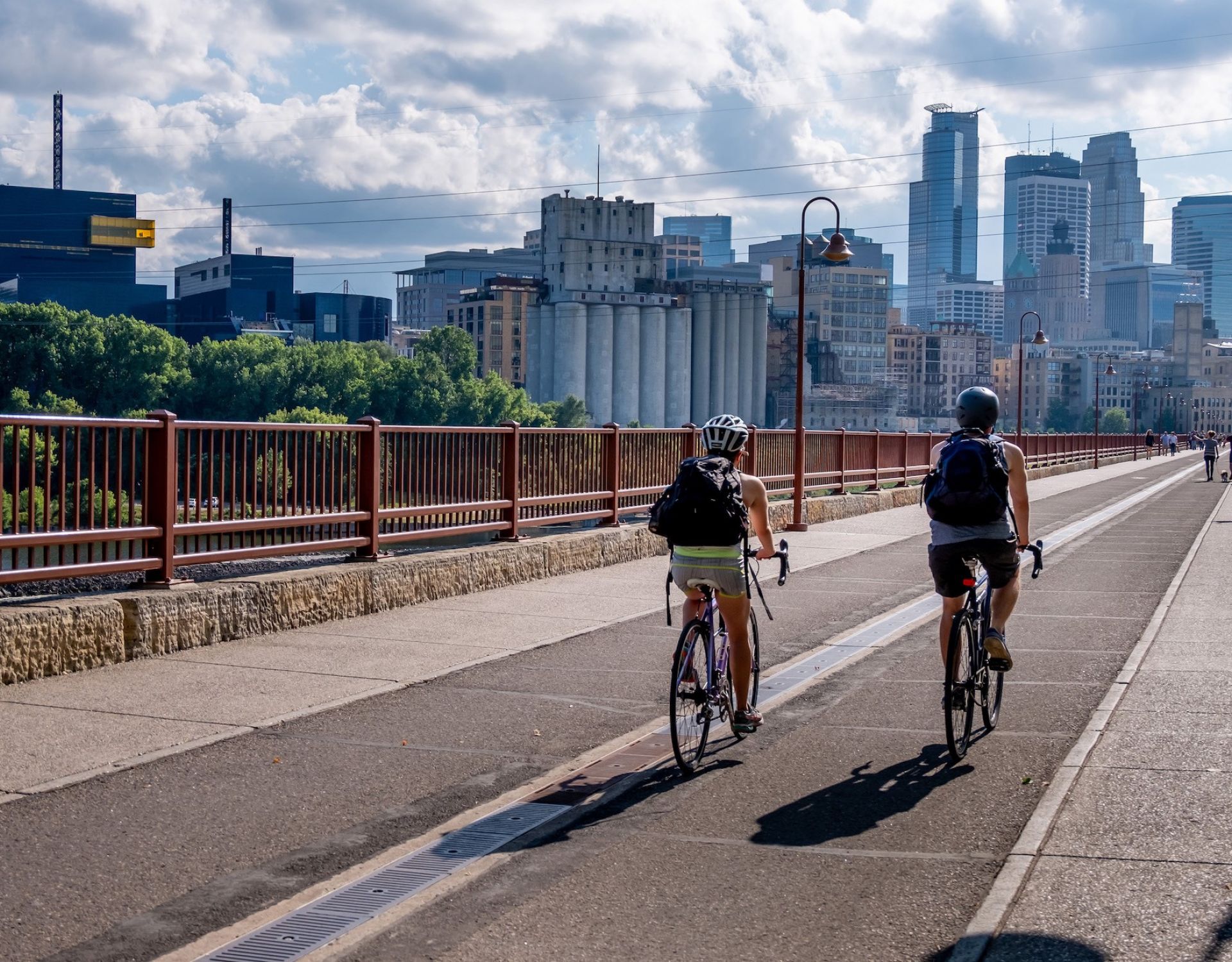 Bikers on a bike path in Minneapolis